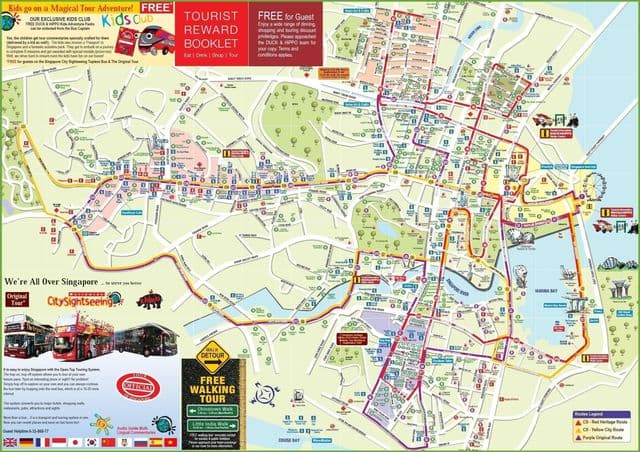 Singapore Hop On Hop Off bus tours map